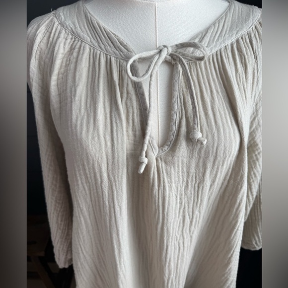 Shannon Passero Cream Long Sleeve Dress Cotton Ruffle Flowy Gauze - Picture 2 of 7